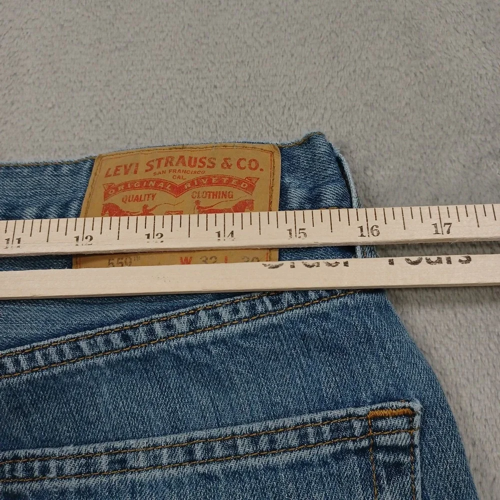 Levis 559 Jeans Men 32x30 Blue Denim Relaxed Fit Straight Leg Pockets Distressed